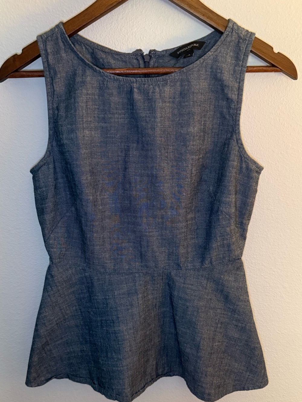 Banana Republic Sleeveless Chambray Peplum Top - Blue